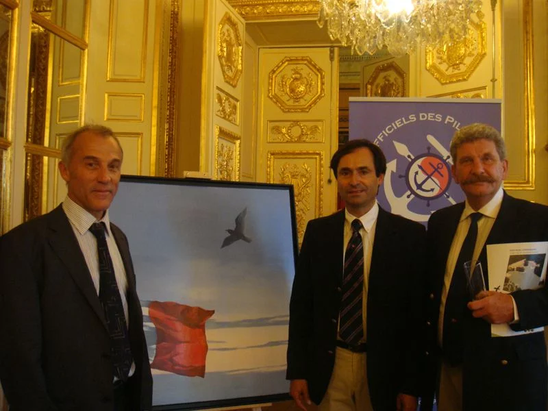 Dominique Hardy, Michel Samsun, Pilotes de Loire et Pierre-Arnaud Lebonnois, premier Peintre Officiel des Pilotes Maritimes