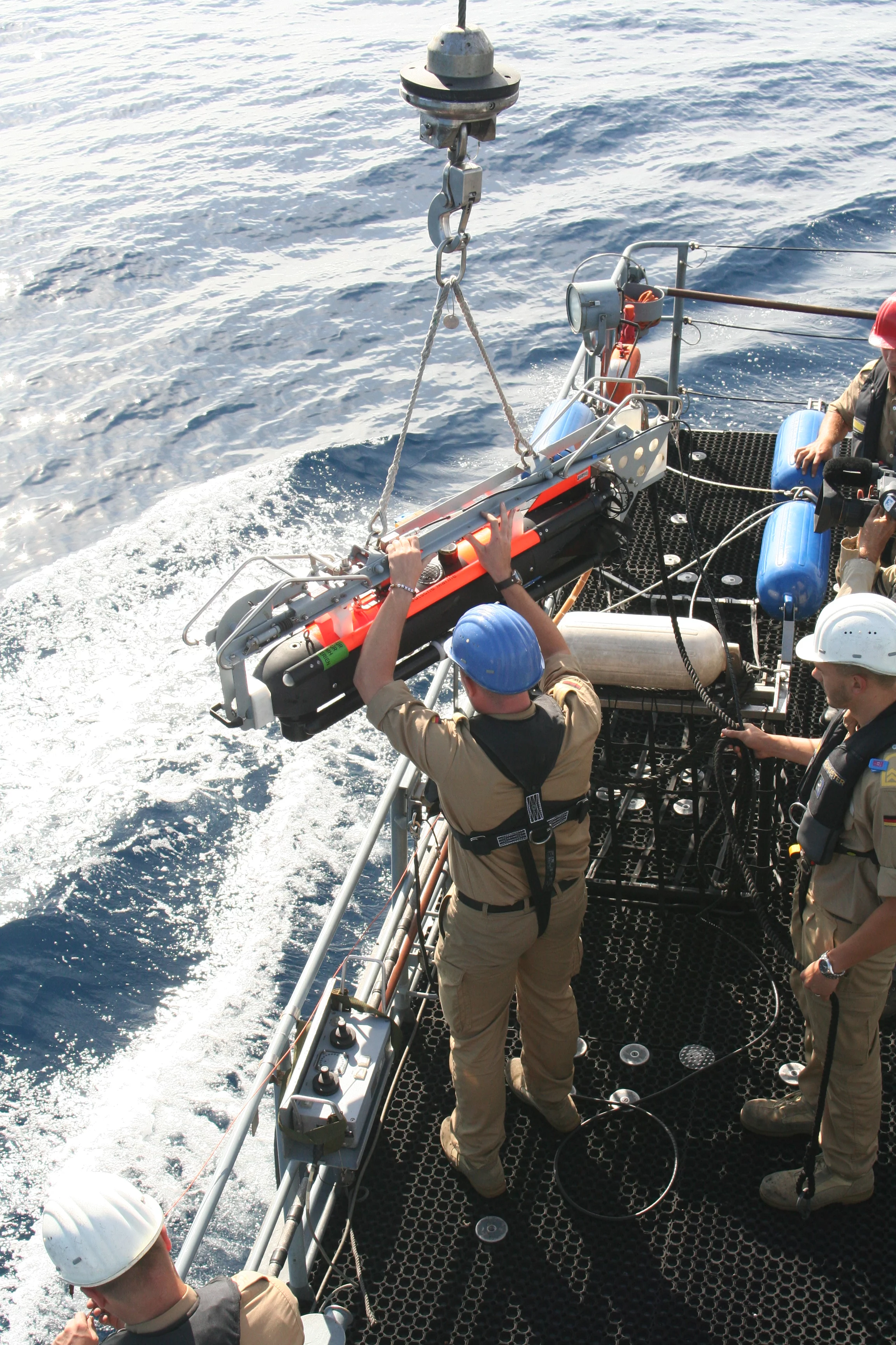Mise à l'eau du drone SeaFox