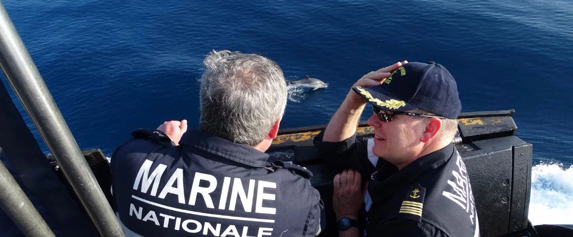 Le Prince Albert II de Monaco à bord du SNA Saphir 