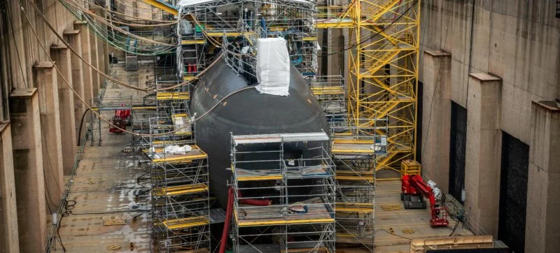 Le sous-marin Tourvile durant sa construction