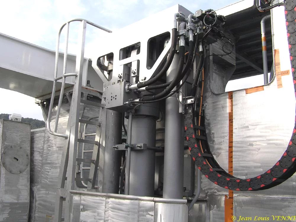 Les verins soutenant la plateforme centrale