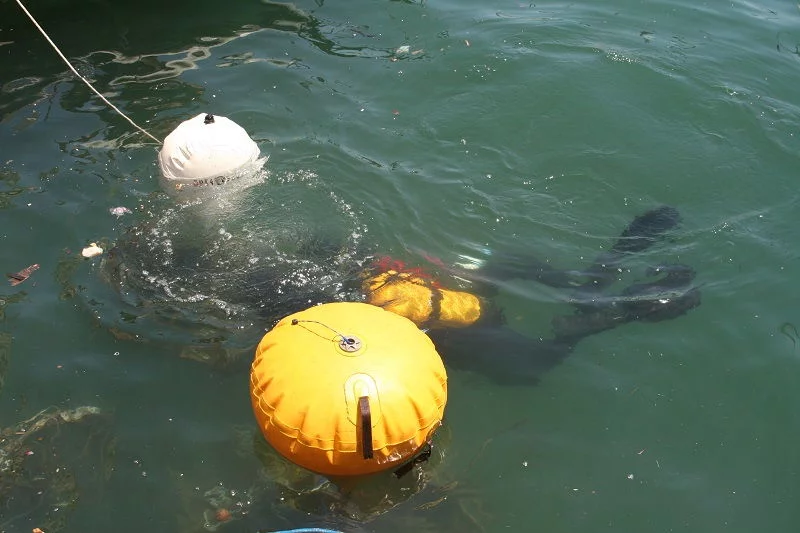 Les plongeurs remontent un objet trouvé au fond