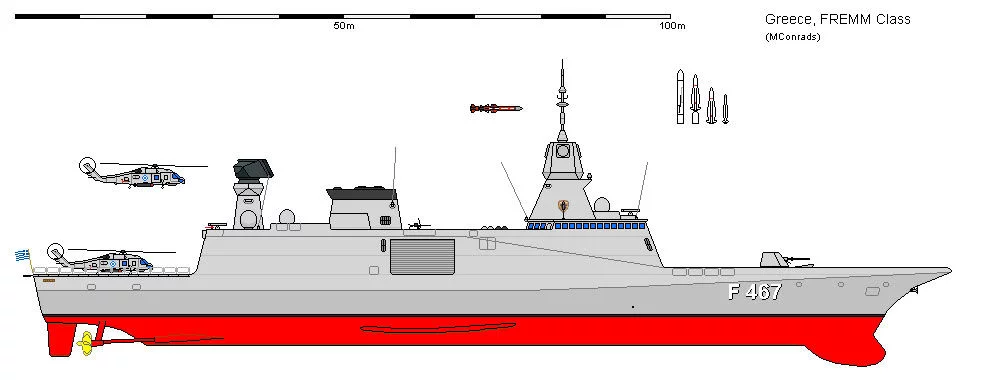 Profil d'une frégate FREMM proposée à la Grèce