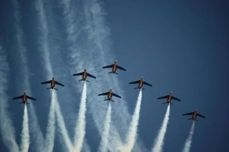 L'Aconit survolé par la patrouille de France