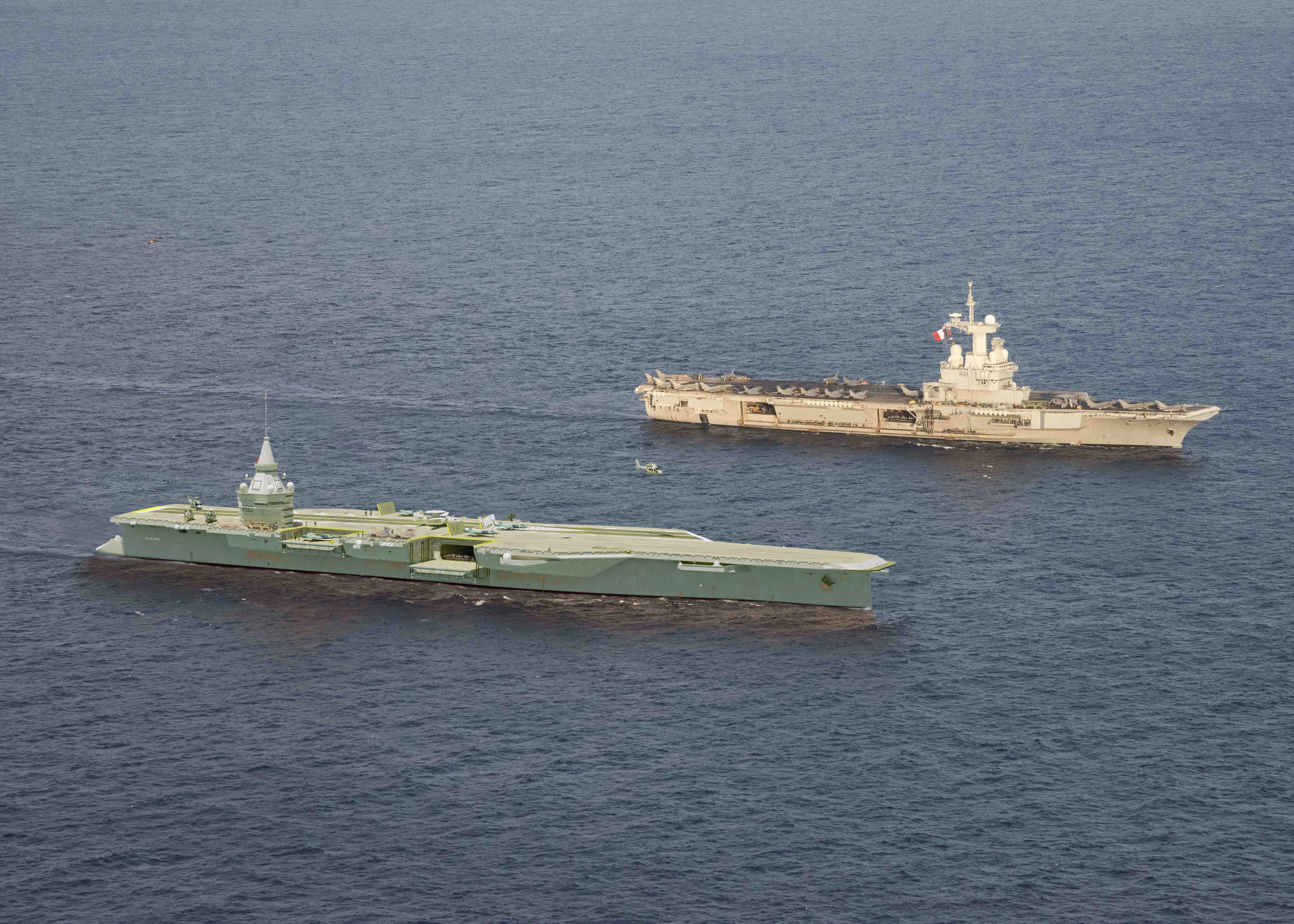 Illustration des 2 porte-avions côte à côte