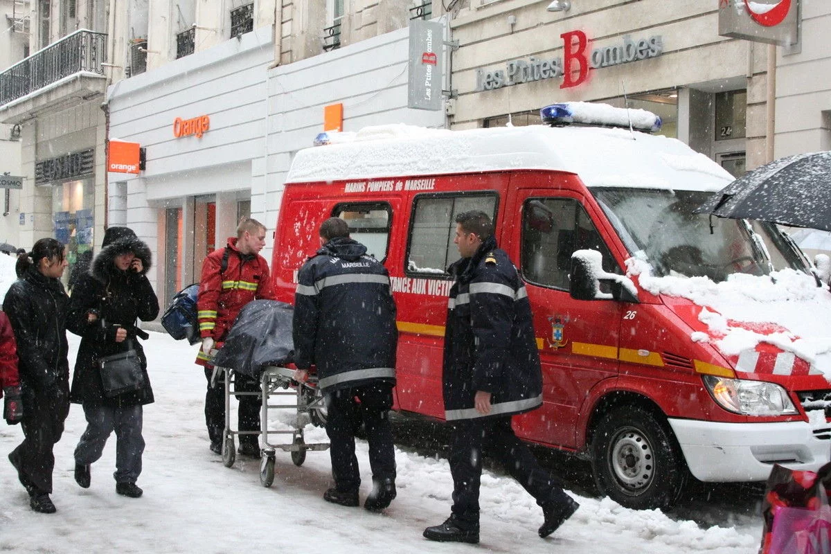 Intervention des marins-pompiers sous la neige