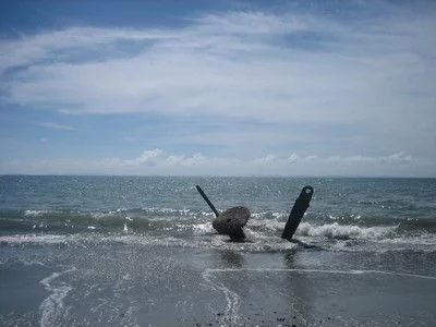 Reliques de la WWII sur une plage