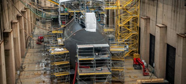 Le sous-marin Tourvile durant sa construction